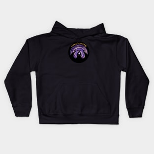 Happy haunting purple bat Kids Hoodie